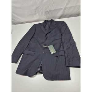 Zanieri Suit Jacket Mens 40L Blue Wool Super 100s Pinstripe 3 Button Italy NWT